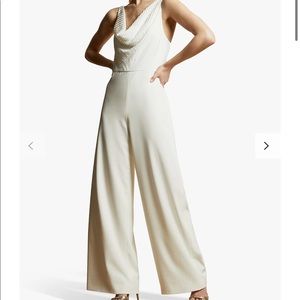 Ted Baker cowl neck contrast wide leg jumpsuit, white, size 0 brand new not worn